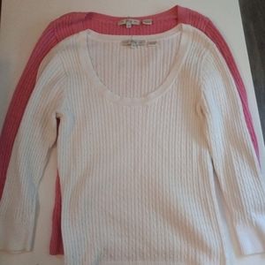 2 Pria cableknit sweaters